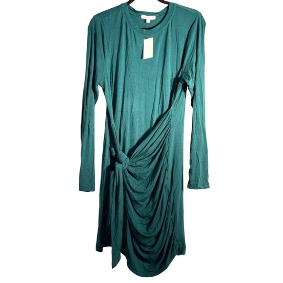 Teal Long Sleeve Dress By Socialite XL With Draped Knot Detail - Picture 1 of 10